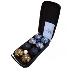 Набор для игры в петанк, 8 шаров (радужный, стальной, черный, золотой)